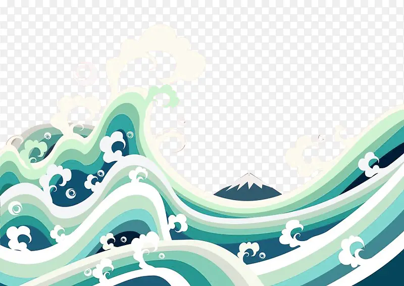 绿色简约海浪边框纹理