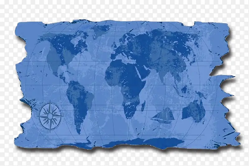 蓝色破旧复古世界地图