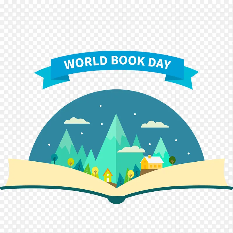 创意世界图书日打开的书本世界矢