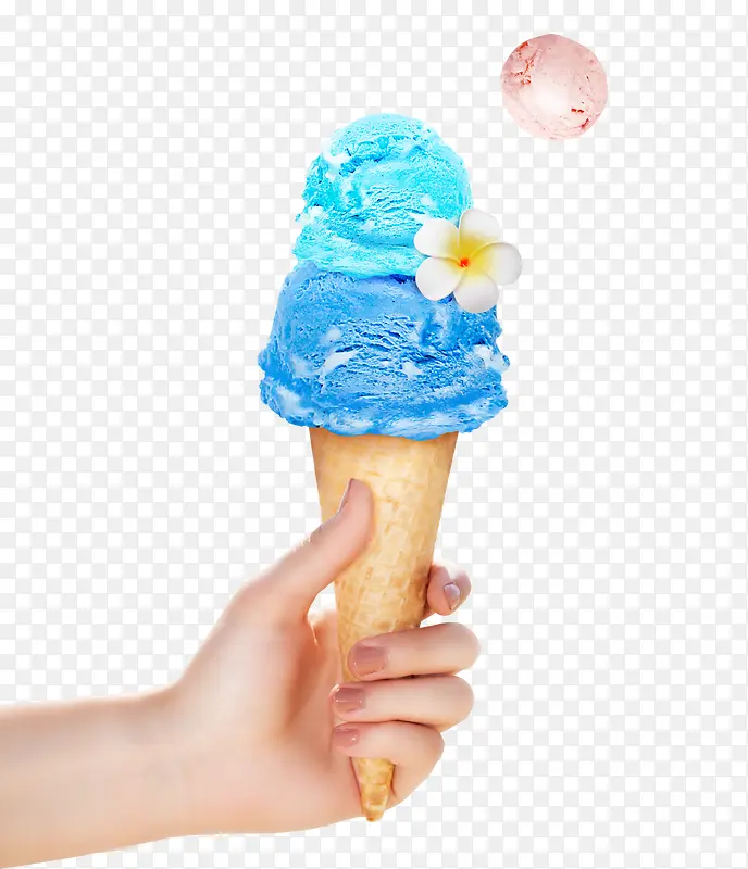 夏季蓝色冰淇淋球