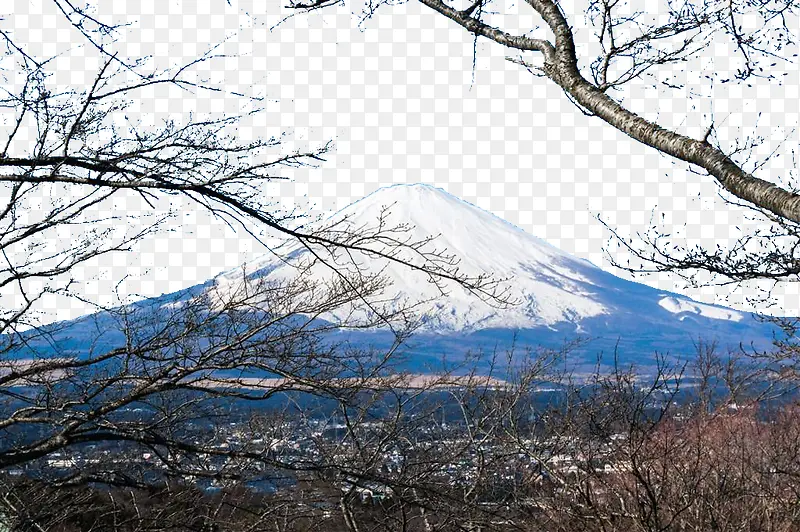 美丽的日本富士山冬日风景