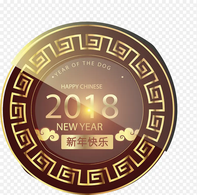 金色古风边框新年快乐