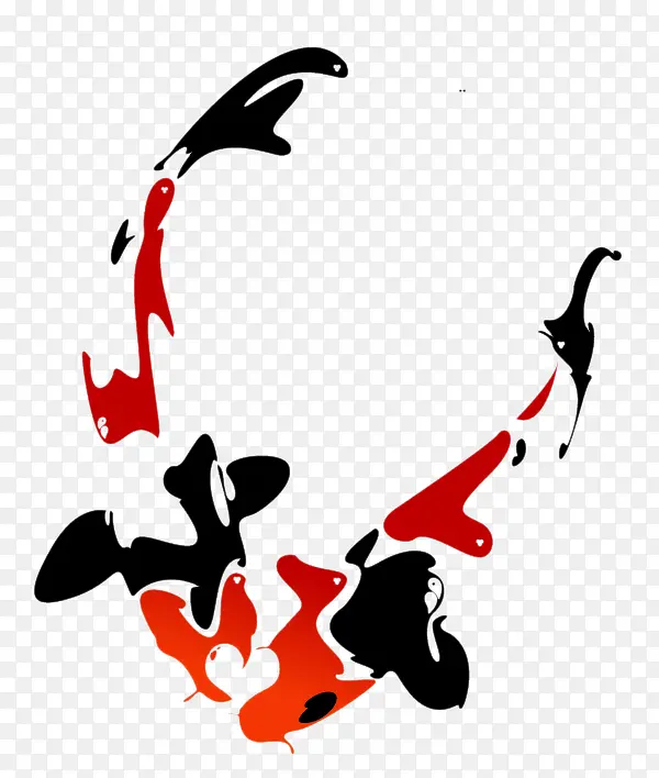 两条黑色红色组成的创意鱼
