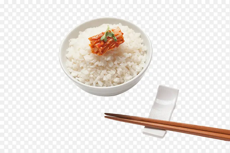 一碗辣白菜蒸米饭