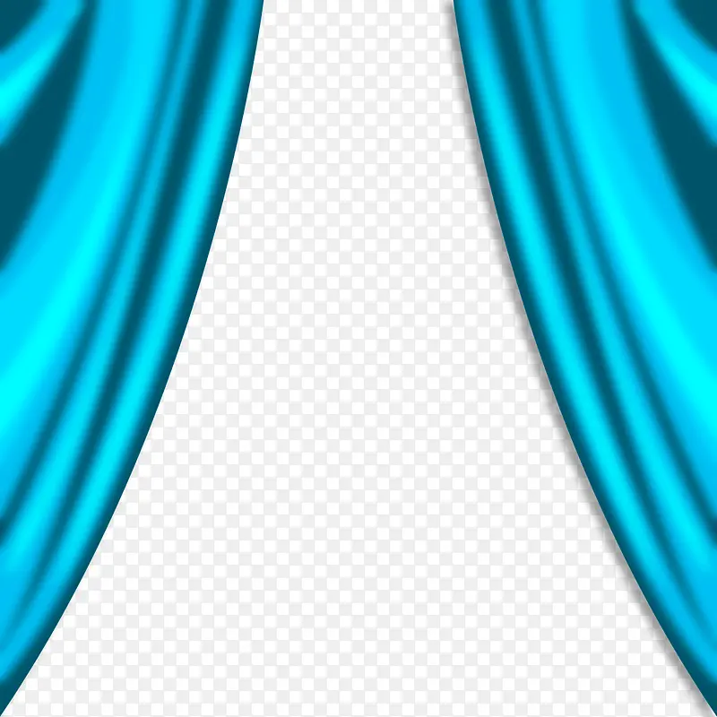 蓝色窗帘飘带