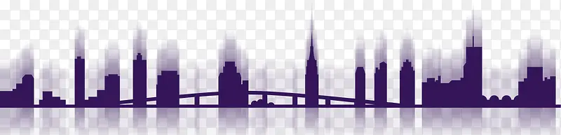 动感紫色城市城市剪影素材
