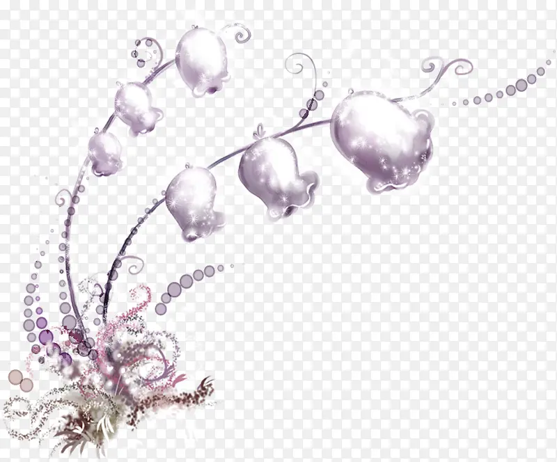 手绘唯美紫色铃兰花朵