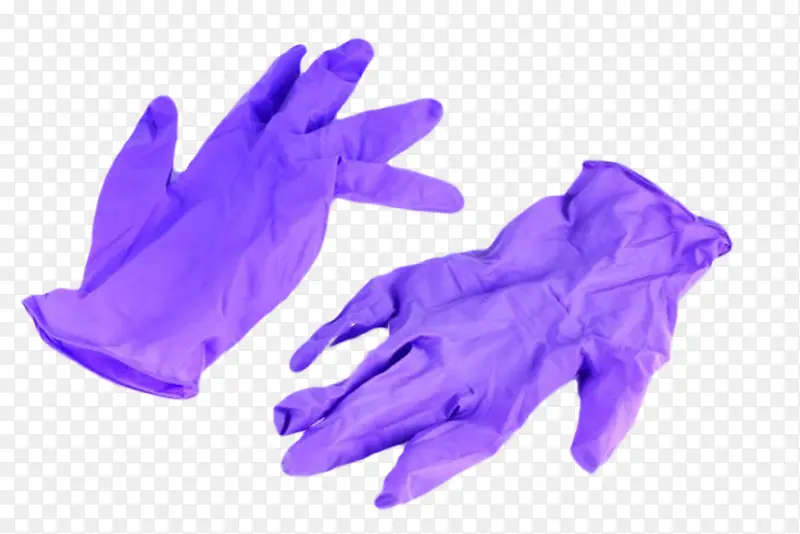 紫色褶皱的橡胶手套实物