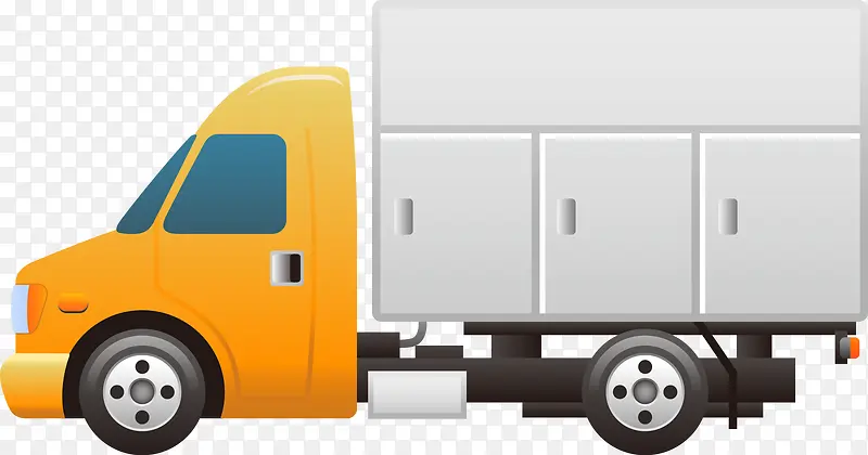 黄色长箱货物运输矢量素材