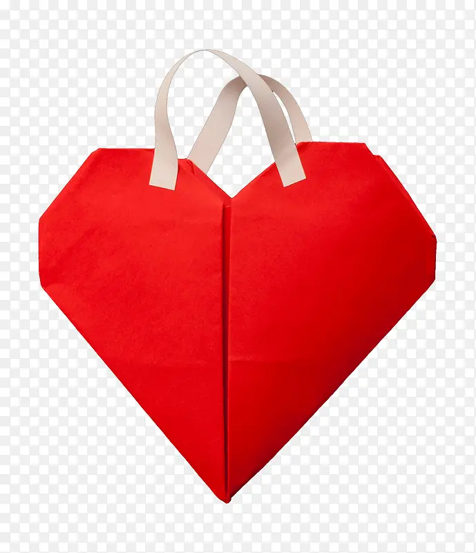 红色心形折纸手提袋