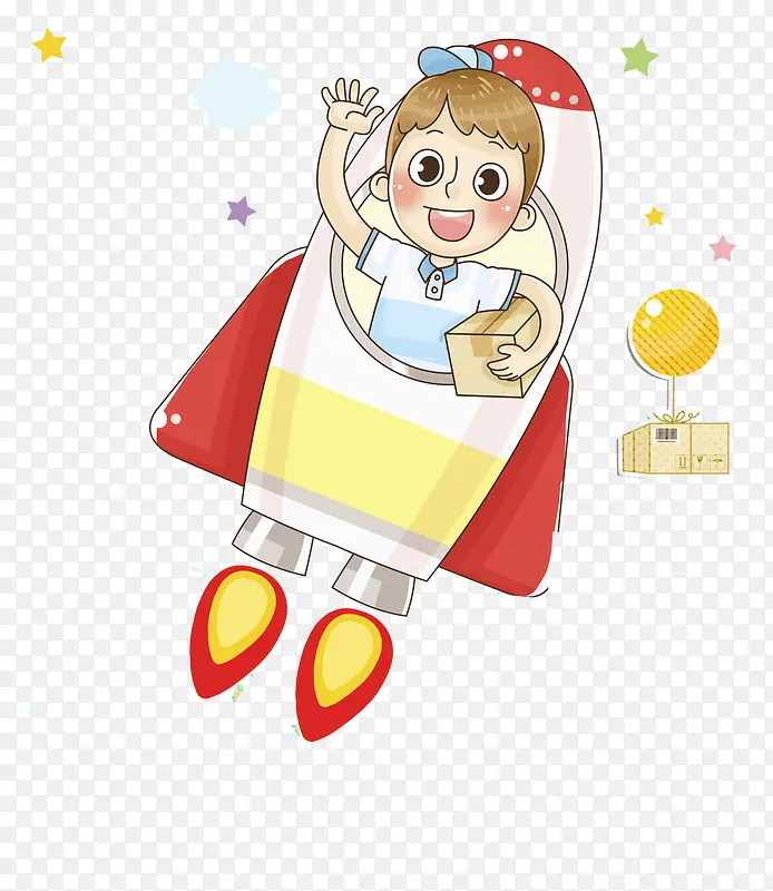 手绘蓝色衣服的快递员