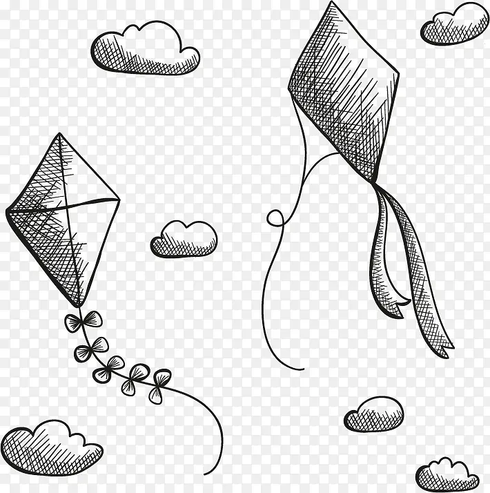 手绘风筝矢量图