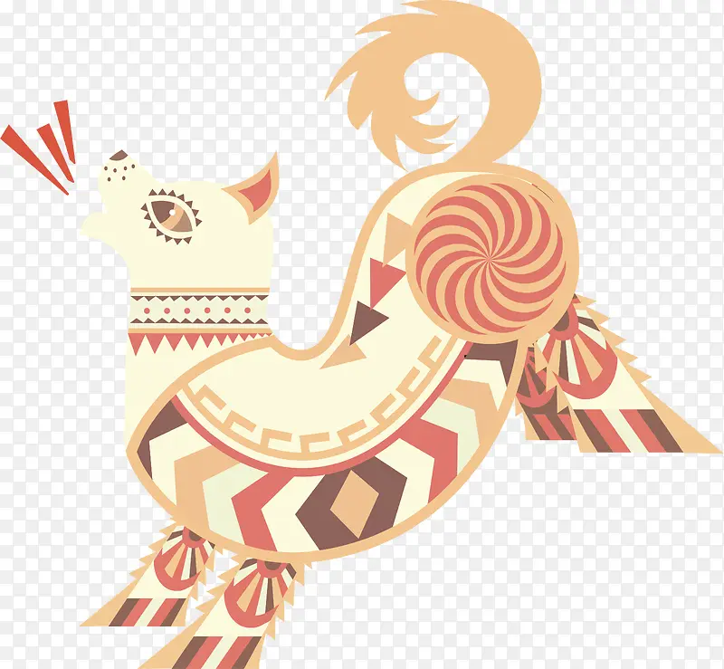 十二生肖狗年剪纸风格戌狗免抠素