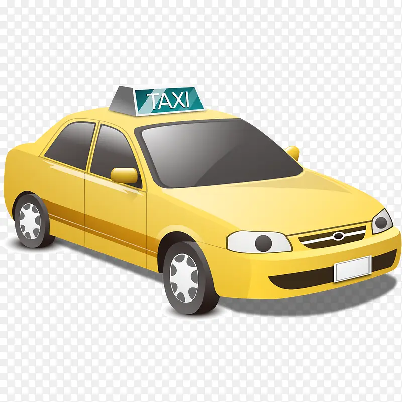 卡通手绘黄色的计程车