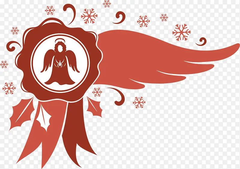 红色天使雪花标签
