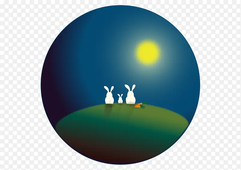 中国风赏月月兔装饰图案