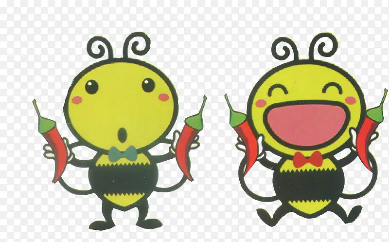 两只小蜜蜂红色辣椒