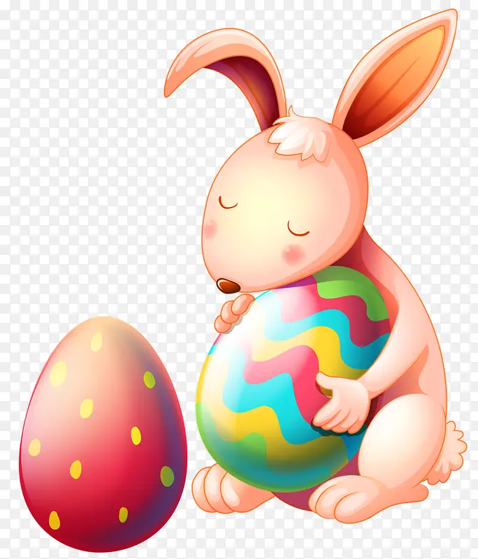 抱着彩蛋的兔子