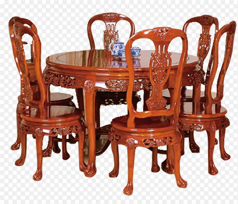 古典木雕家具圆桌座椅