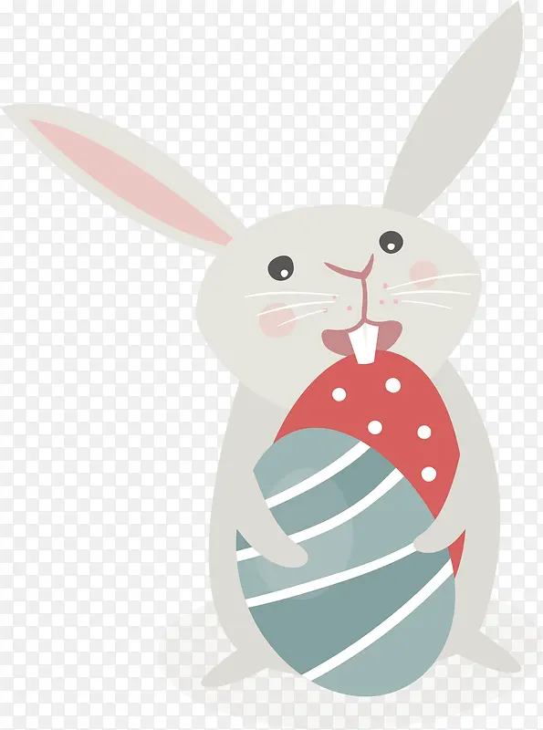 抱着彩蛋的可爱灰兔子