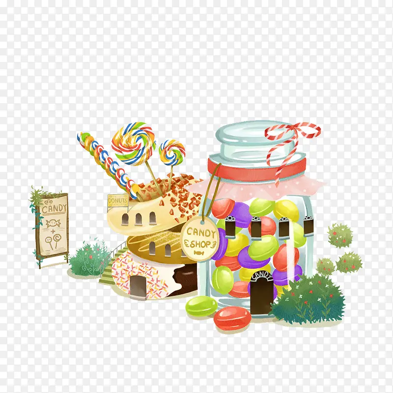 手绘棒棒糖糖果素材