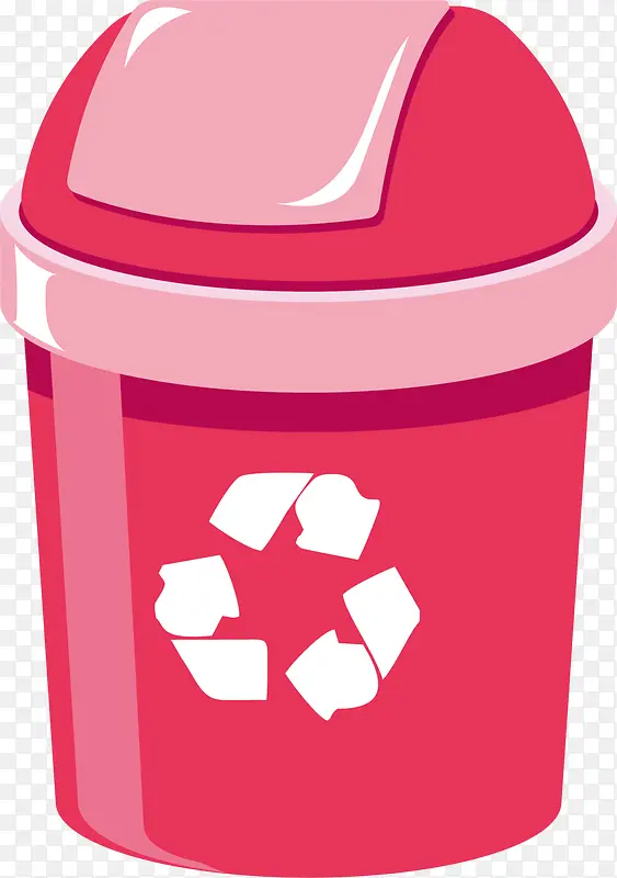 红色立体回收垃圾桶