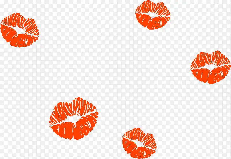 橙色情人节漂浮唇印