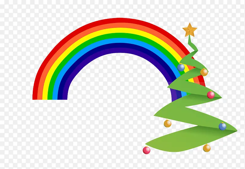 手绘彩虹圣诞树