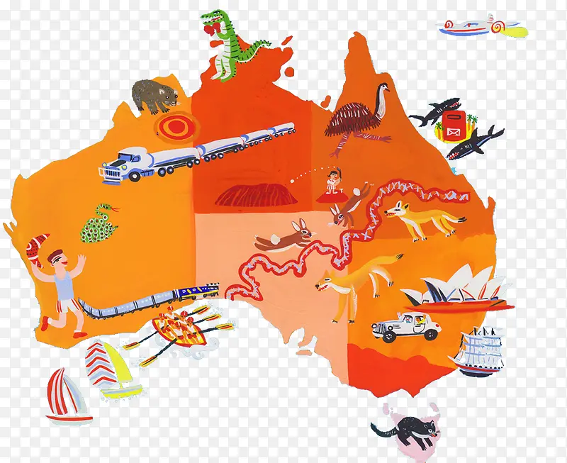 澳大利亚卡通地图