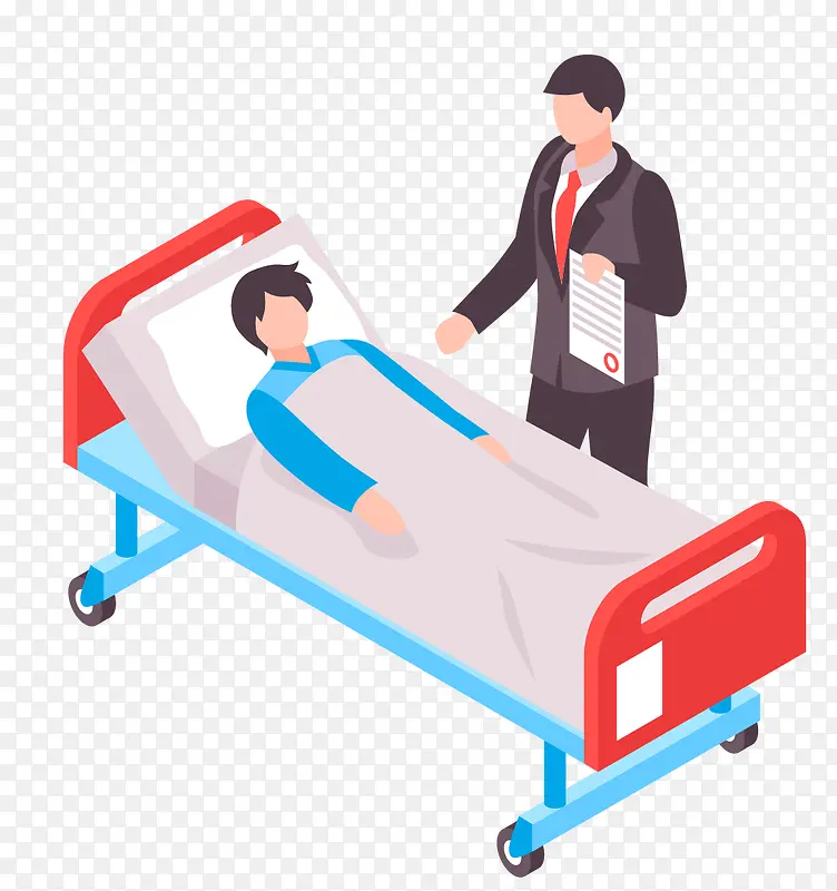 卡通躺着床上的人png
