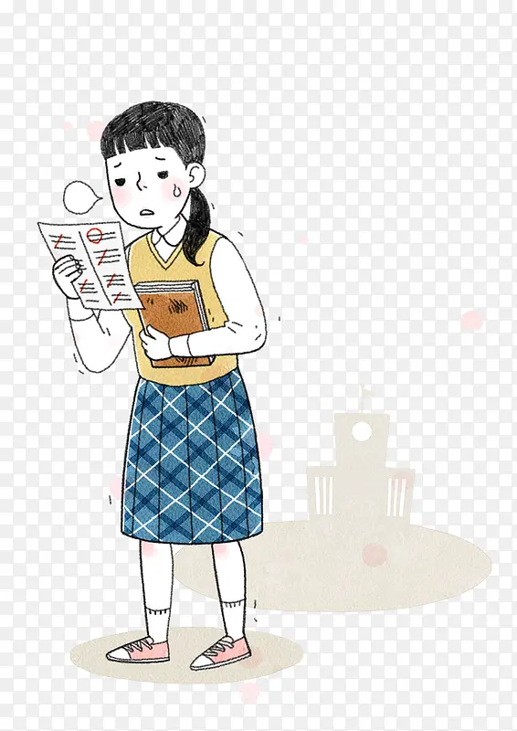 手拿试卷苦恼的女孩