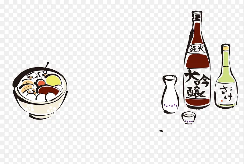 免抠卡通年夜饭调料瓶子装饰