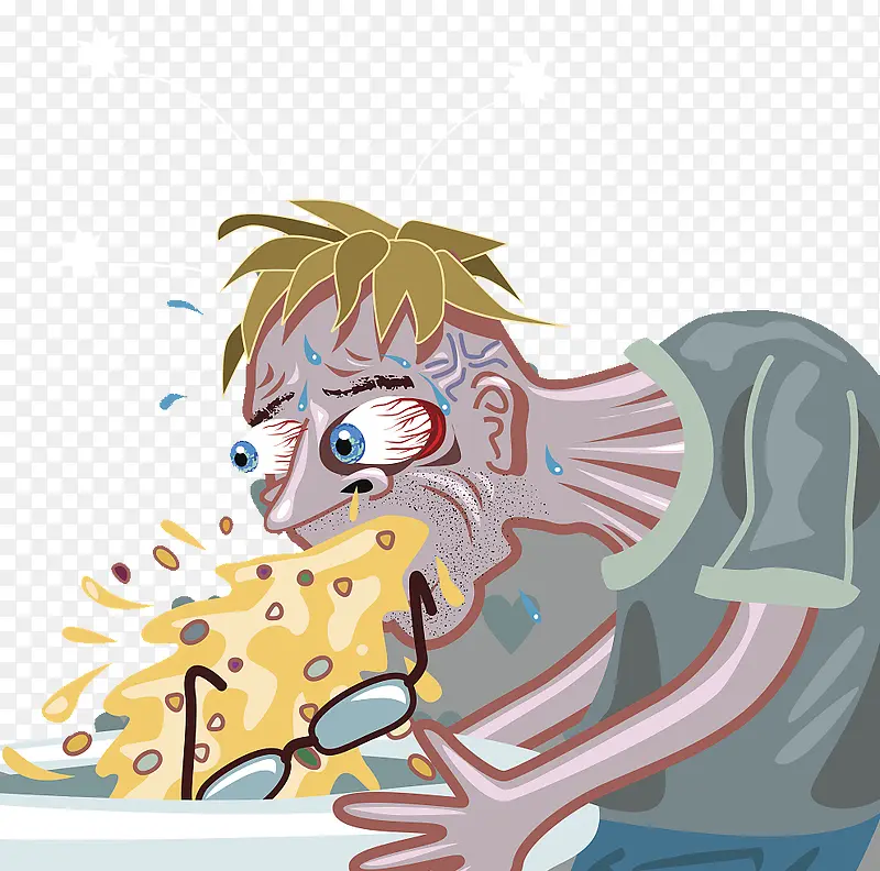 喝醉酒酒吐的男人