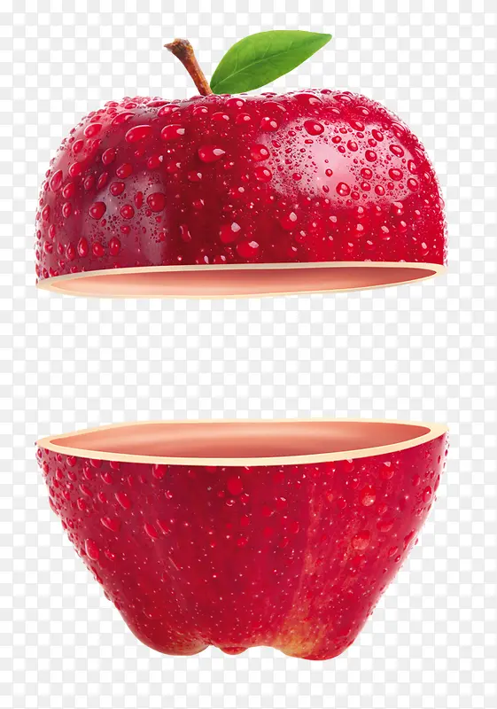 红色切开卡通水果水珠苹果