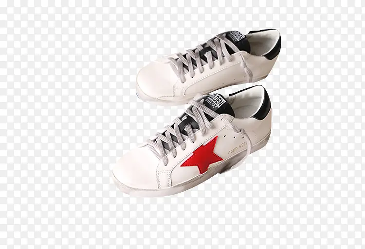 五角星图案做旧小白鞋