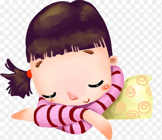 手绘可爱扎辫子女生