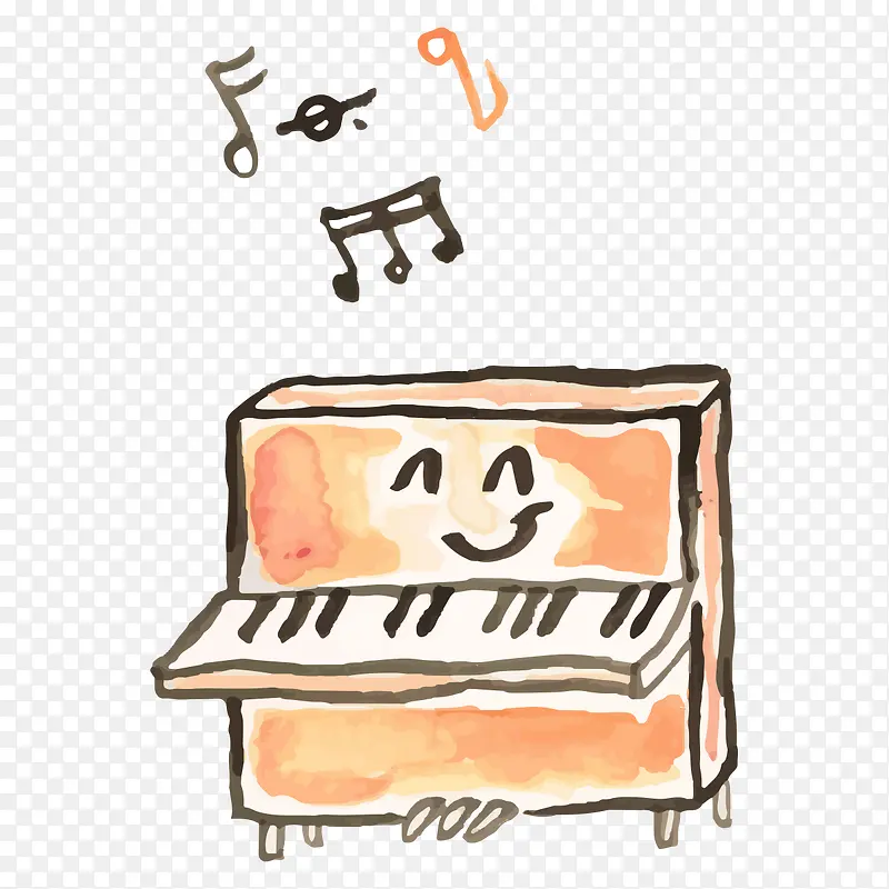 手绘橙色钢琴