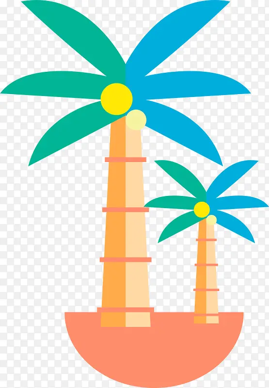 卡通大海小岛椰树