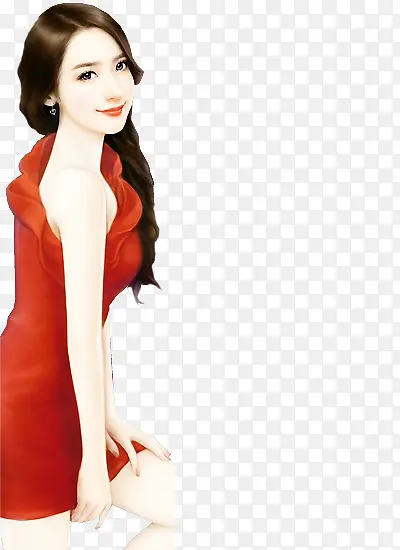 红裙性感长发女子