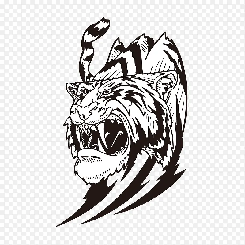 手绘猛虎素材