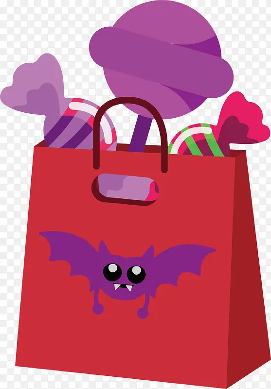 紫色蝙蝠图案糖果袋