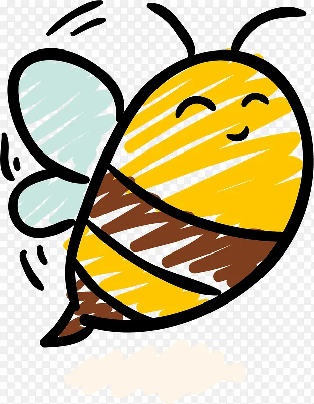 黄色手绘微笑蜜蜂