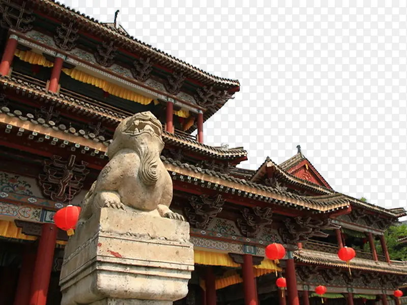 古典宫殿建筑与石狮子的和谐之美PNG图片素材下载_图片编号yddoxbxy-免抠素材网