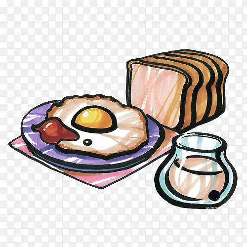 营养早餐手绘画素材图片