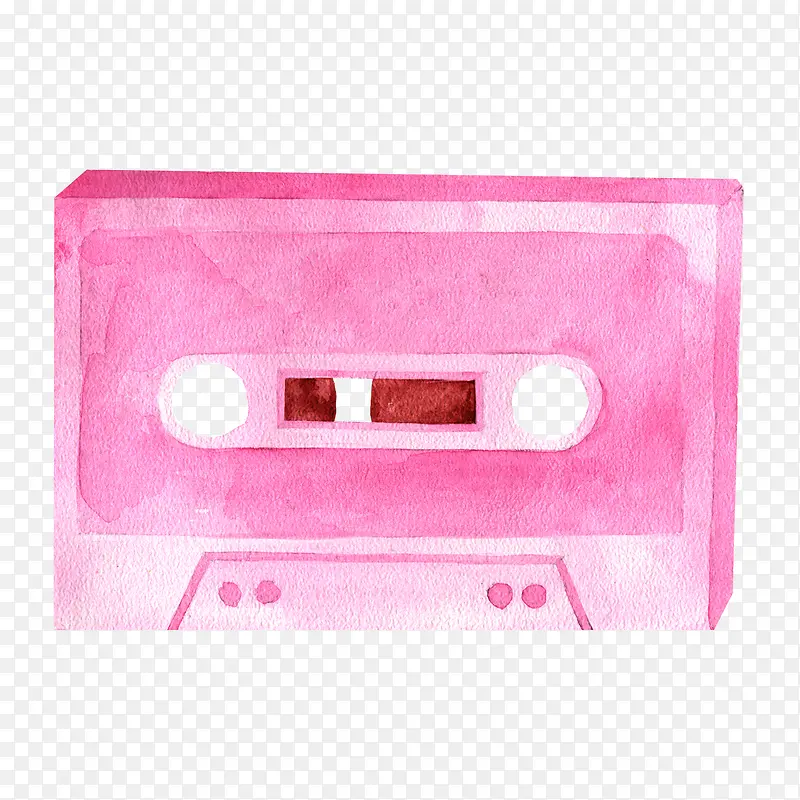 手绘水彩粉色录音带