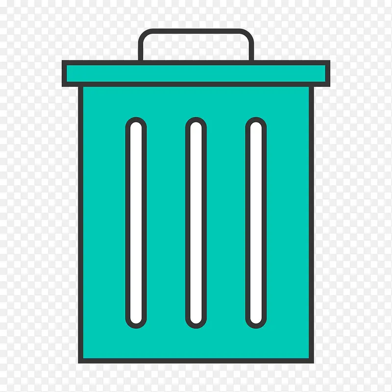 一个扁平化的绿色垃圾桶
