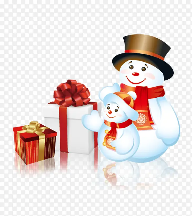 两个雪人和礼物
