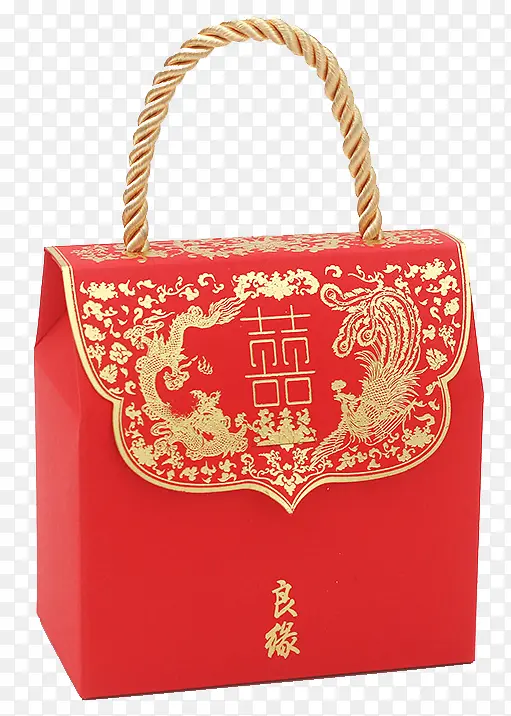 中国风结婚喜糖红色拎包