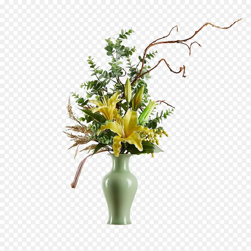 黄百合插花