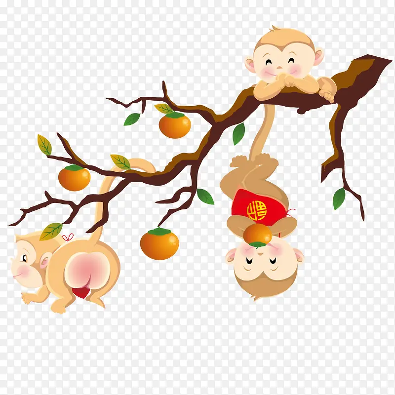 趴在树枝上的猴子